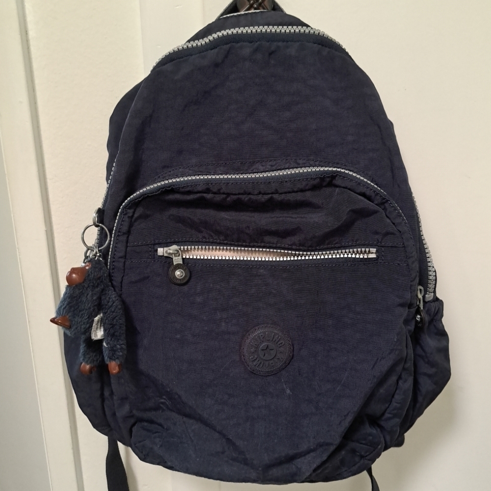 Kipling Backpack Navy Blue with Keychain